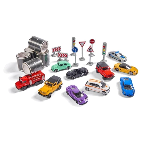 Игровой набор Majorette Мега Бокс с 20 м дороги 10 машинами дорожными знаками (2058198)