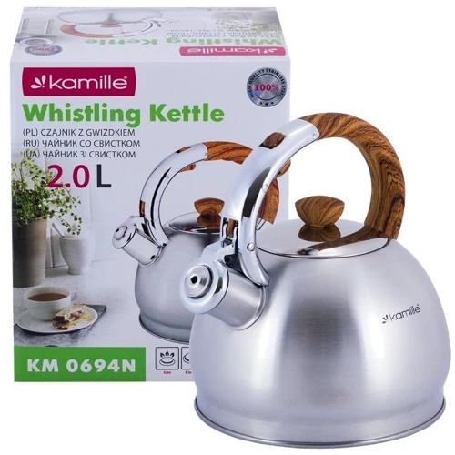 Чайник Kamille 2 л (KM-0694N): Особенности Фиксированная ручка, Свисток, Рисунок