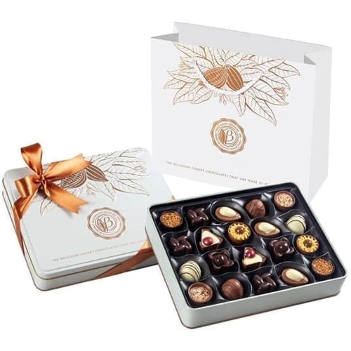 Цукерки Bolci Bronze & White Assorted Chocolate Pralines Tin Box 250 г (8697437855055)