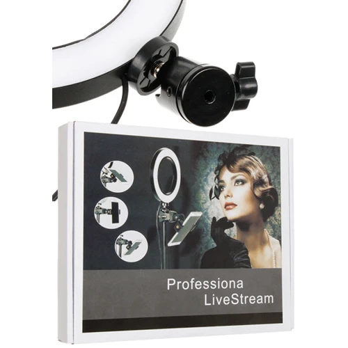 Кольцевая лампа LiveStream 16см без держателя, на треноге Черный