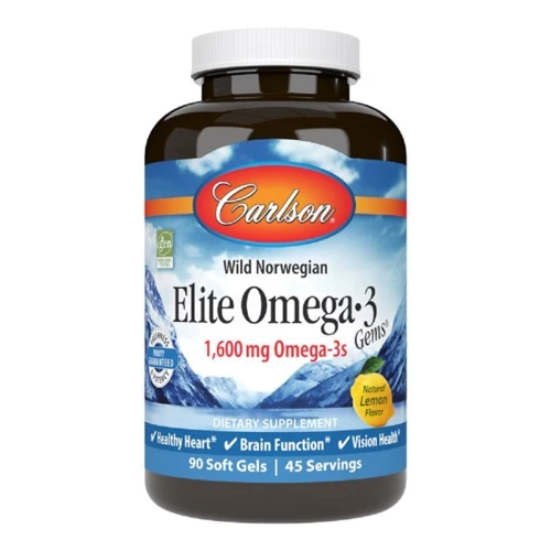 Carlson Labs Elite Omega-3 Gems Омега-3 Смак Лимону 90 желатинових капсул