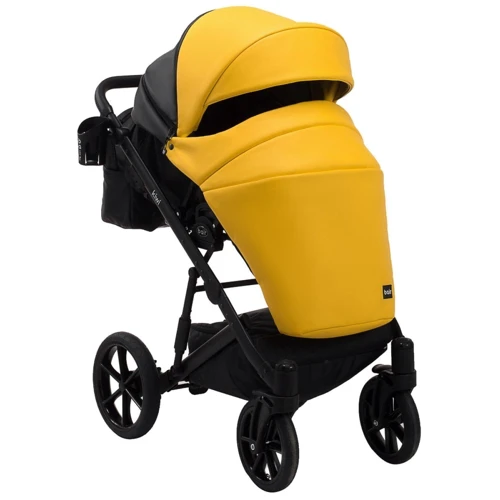 Коляска 2 в 1 Bair Kiwi кожа 100% BK-63/15 желтый - черный: Материал колес резина