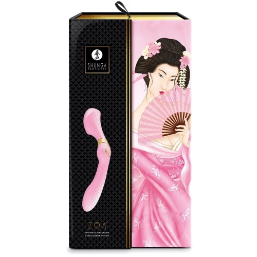 Вибромассажер Shunga Zoa Light Pink, двусторонний