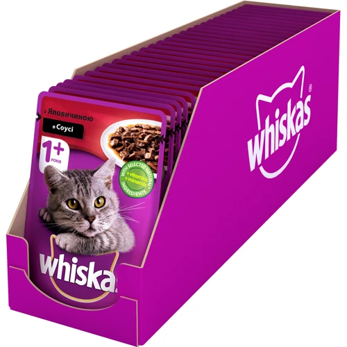 Вологий корм для котів Whiskas з яловичиною в соусі 100г (4770608239138): Основні інгредієнти Яловичина