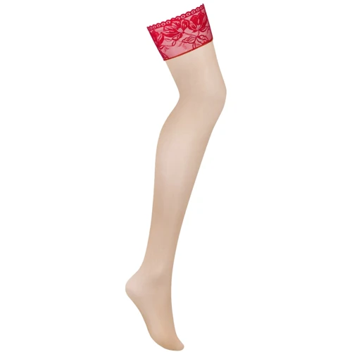 Чулки под пояс с широким кружевом Obsessive Lacelove stockings XL/2XL