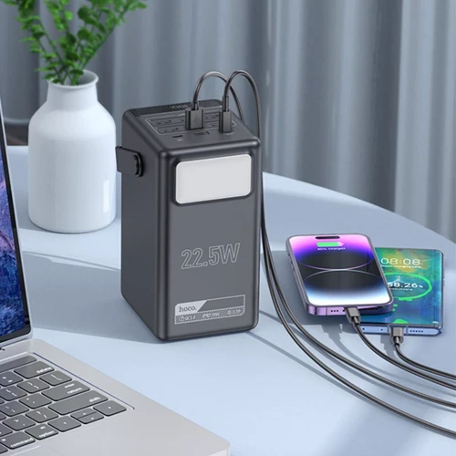 Зовнішній акумулятор Hoco Power Bank 100000mAh DB03 Endure 22.5W Black: Вбудований кабель нет
