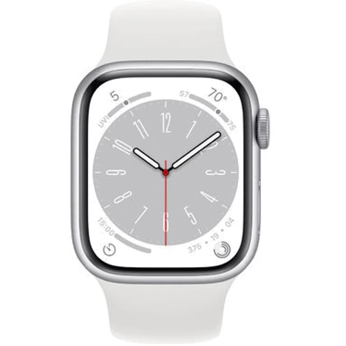 Apple Watch Series 8 45mm GPS Silver Aluminum Case with White Sport Band (MP6N3, MP6Q3) Approved Витринный образец: Причина уценки Активированы, витринный вариант, хорошее состояние, комплектация полная: коробка, зарядка, часы