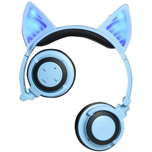 Навушники, що світяться Bluetooth, з котячими вушками UFT BL107 Blue фото 3