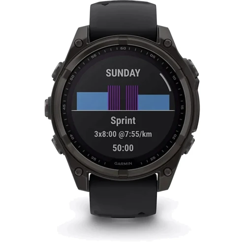 Смарт-часы Garmin Fenix 8 Solar 47mm Sapphire Carbon Grey DLC Titanium with Black/Pebble Grey Silicone Band (010-02906-11): Материал корпуса титан