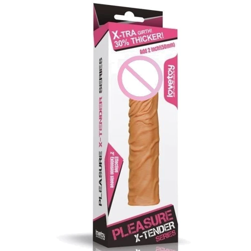 Насадка LoveToy Pleasure X-Tender Penis Sleeve Flesh Add 2", Brown