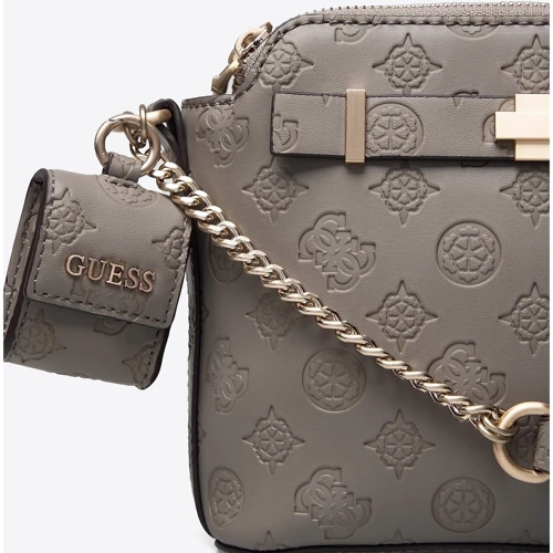 Женская сумка кросс боди Guess Bea Double Zip Crossbody серая (HWVS8132150-TAU): Фактура Тиснение, Матовая