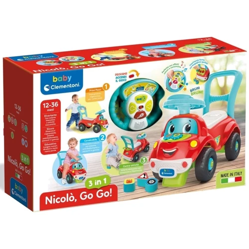 Машинка толокар 3 в 1 Clementoni Nicolo Go Go! (8005125177479)