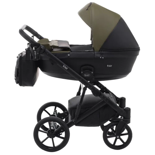 Универсальная коляска 2 в 1 Bair Kiwi кожа 100% BK-11/15 хаки - черный (625454)