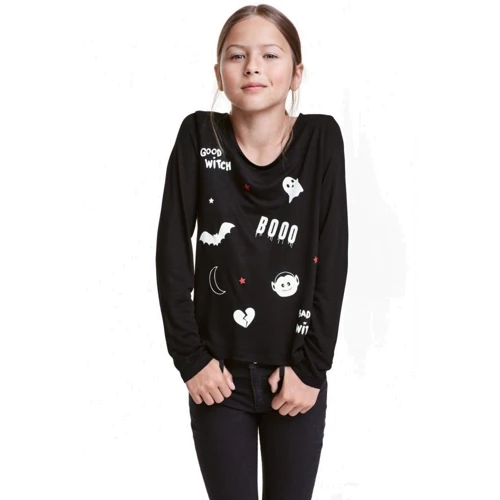 Лонгслів H & M 911-403353 146-152 см чорний: Тип Лонгсліви
