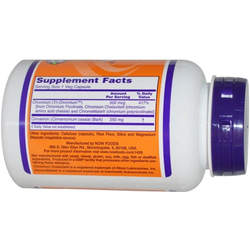 NOW Foods TRI-CHROMIUM 500 MCG + CINNAM 180 VCAPS Три-Хромиум: Тип Хром