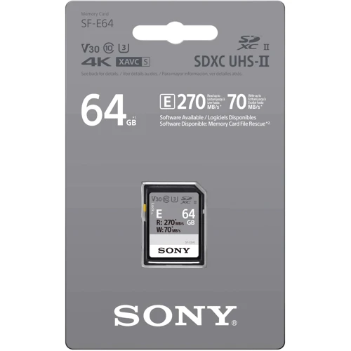 Карта памяти Sony 64GB SDXC C10 UHS-II U3 V30 (SFE64.ET4): Объем 64 ГБ