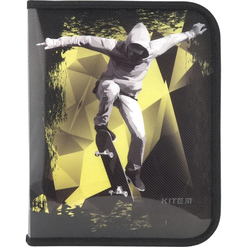 Папка об'ємна Kite на блискавки, В5, Cool Skateboarder k18-203-4