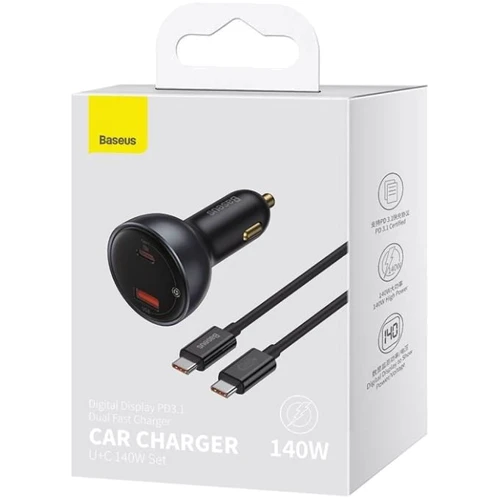 Зарядное устройство Baseus Car Charger USB+USB-C 140W with USB-C Cable Black (CGZX070001) фото 13