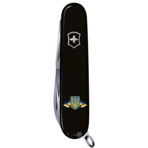 Мультитул Victorinox Huntsman Ukraine 91мм/15 функцій/чорний /Герб України зі стрічкою (1.3713.3_T1010u): Кількість функцій 15