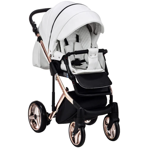 Коляска 2 в 1 Adamex Chantal Star Polar (Pink Gold) кожа 100% Star 106 (624715): Материал колес полиуретан
