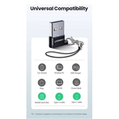 Адаптер Ugreen Adapter US280 USB to USB-C Black (50568) фото 4