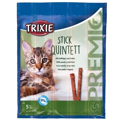 Ласощі для кішок Trixie Premio Quadro-Sticks палички з домашньою птицею і печінкою 5 шт. 5 г (4011905427249)