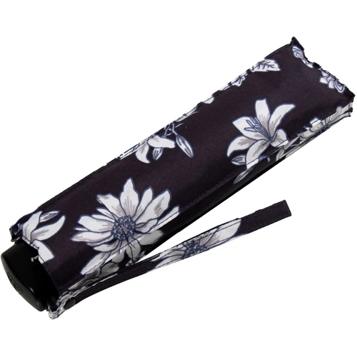 Зонт женский механический Fulton черно-белый (FULL340-Blk-white-floral): Фасон Складной (3 сложения)