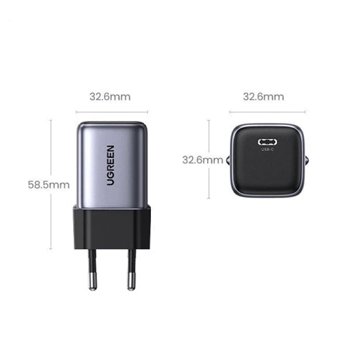 Зарядний пристрій Ugreen USB-C Wall Charger CD319 PD GaN 30W Nexode Mini Gray (90666): Сила струму 2.4А и более