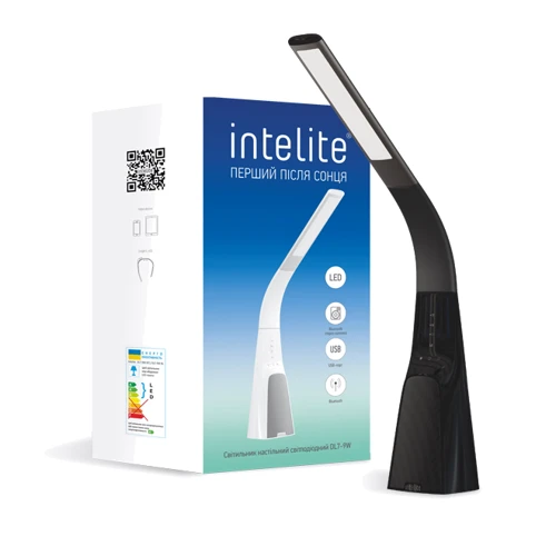Умная лампа Intelite DL7 9W (USB, димминг, температура, звук) черная (DL7-9W-BL)