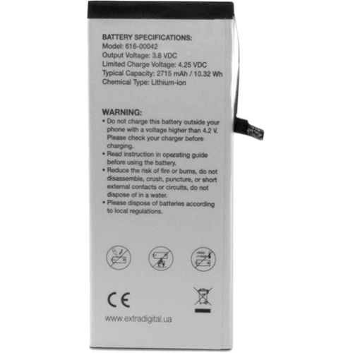 Акумулятор ExtraDigital 2715mAh (BMA6453) for Apple iPhone 6S Plus: Виробник ExtraDigital