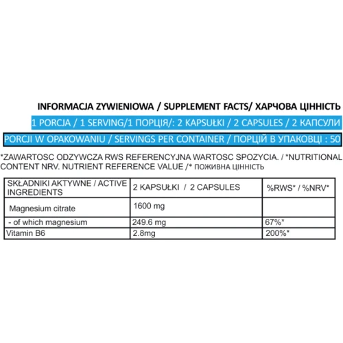 Bodyperson Labs Magne B6 800 mg 100 caps / 50 servings: Пол Унисекс
