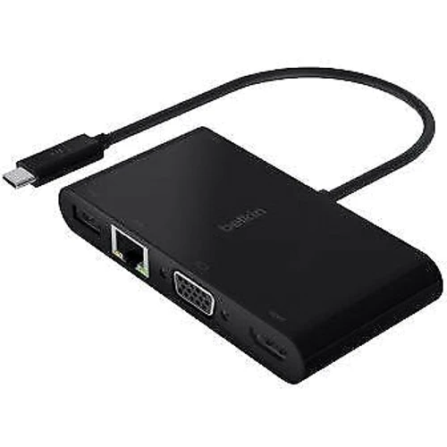 Адаптер Belkin Adapter USB-C to HDMI+VGA+USB+RJ45 Black (AVC004BTBK)