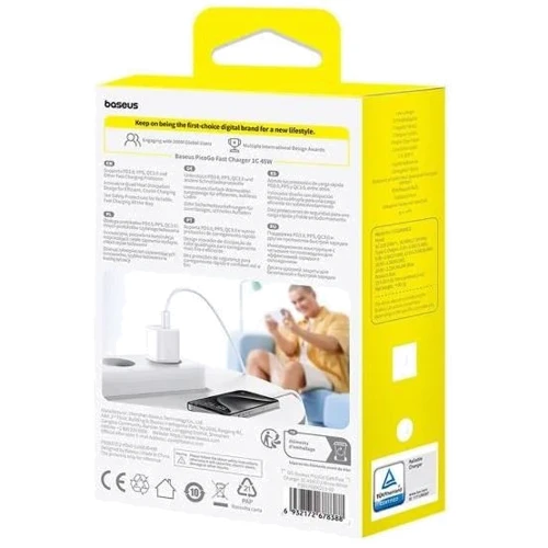 Зарядное устройство Baseus USB-C Wall Charger GaN 1C 45W White (P10176800213-00) фото 7