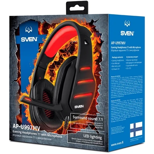 Наушники SVEN AP-U997MV Black/Red: Диапазон частот (Гц) 20-20000