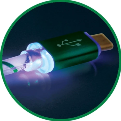 Кабель Defender LED backlight USB Cable to Lightning 2.1A 1m Green (87553) фото 3