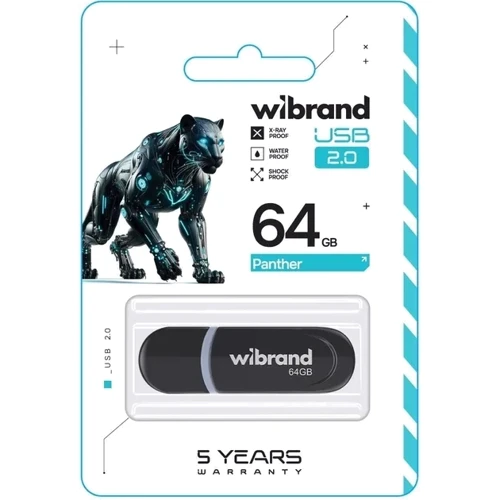USB-флешка Wibrand 64Gb Panther USB 2.0 Black (WI2.0/PA64P2B): Стандарт USB USB 2.0