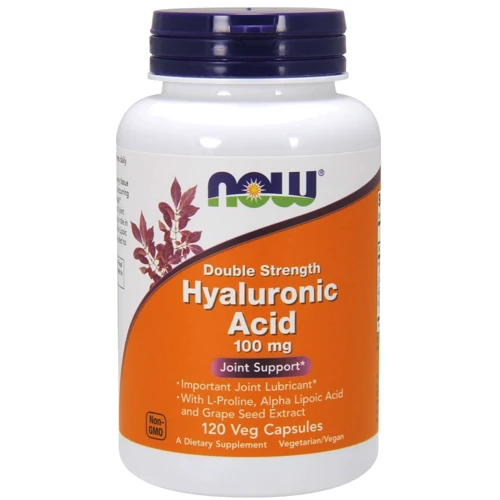 NOW Foods Hyaluronic Acid Double Strength 100 mg Veg Capsules 120 VCAPS Гиалуроновая кислота