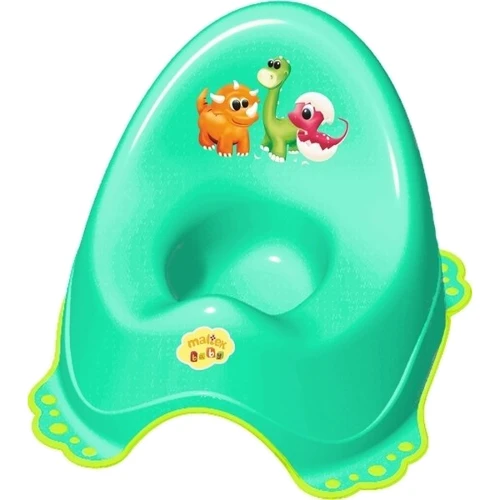 Горшок Maltex Baby Дино с нескользящими резинками Бирюзовый (3910396)