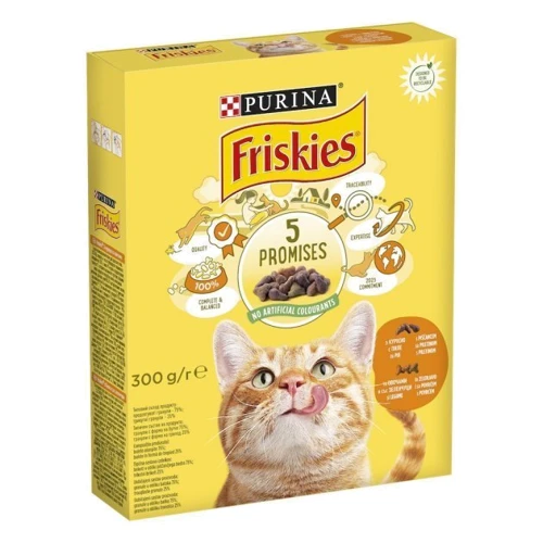 Сухой корм Friskies для котов с курицей и овощами 3х300 г (7613031868247): Вес упаковки 300 г