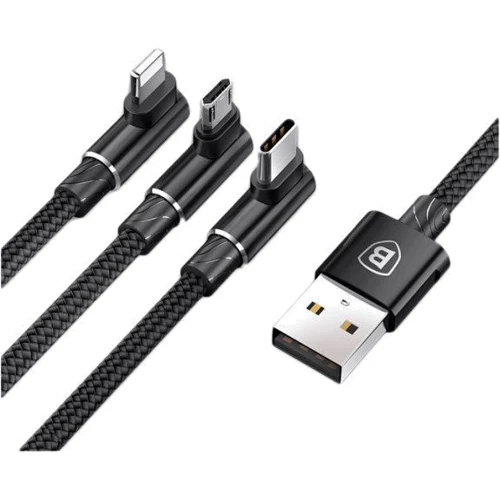 Кабель Baseus USB Cable to Lightning/microUSB/USB-C MVP Mobile Game 1.2m Black (CAMLT-WZ01): Тип USB Cable - Lightning/microUSB/USB-C