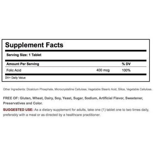 Solgar Folic Acid 400 mcg 100 Tablets: Тип Витамин B