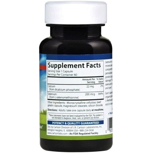 Carlson Labs Selenium 60 Caps Селен: Форма выпуска Капсулы