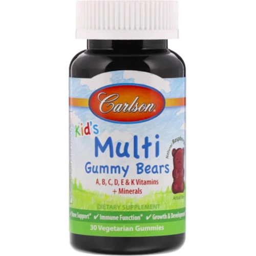 Carlson Labs Kid's Multi Gummy Bears 30 Veg Gummies Natural Raspberry Flavor Мультівітаміни для дітей