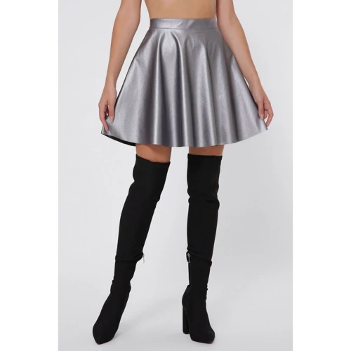 Юбка FashionUp YUB-1007A 48 серебристая клеш до середины бедра