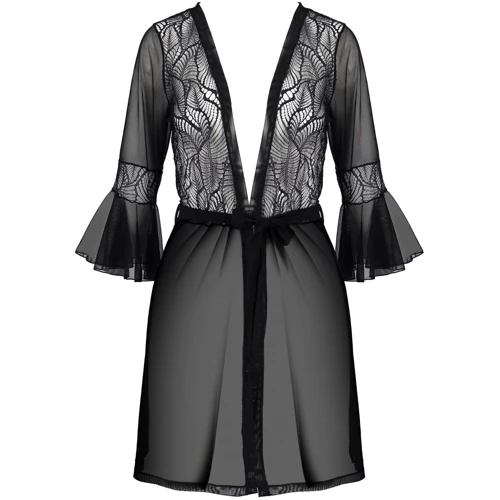 Сексуальный халат ECO Passion LEAFA PEIGNOIR black XXL/XXXL