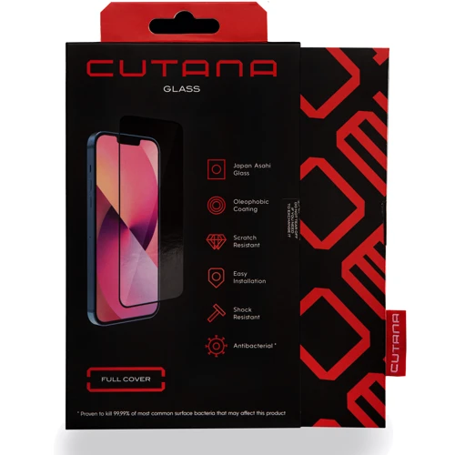 Защитное стекло для iPhone Cutana Tempered Glass Antibacterial Full Coverage Black for iPhone 16 Pro Max: Цвет черный