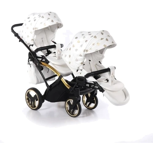 Універсальна коляска для двійні 2 в 1 Junama Glow Duo Slim 02, білий із золотим (J-G-DUOs-02): Можливість встановлення люльки есть