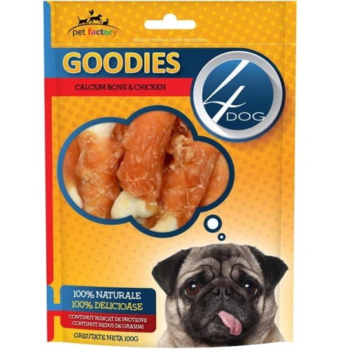 Лакомство для собак 4Dog кости и курица 100 г (5949060207828)