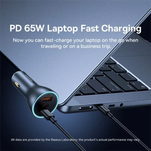 Зарядное устройство Baseus Car Charger USB+2хUSB-C Golden Contactor Pro GaN Fast Charging 65W Lunar Gray (C00035202841-00) фото 6