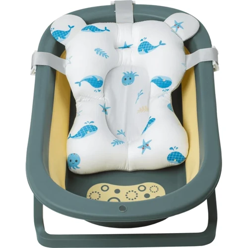 Ванна складана Babyhood Комфорт Плюс з термометром, зелена + гірка для купання Морський світ (BH-328GG+SW) фото 3